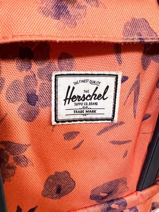 Herschel Little America Backpack Floral Orange Black Straps Laptop Travel main image 7